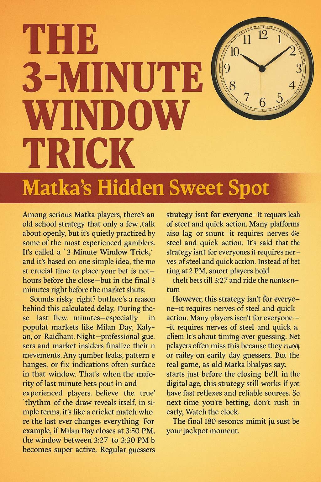 The 3-Minute Window Trick – Matka's Hidden Sweet Spot