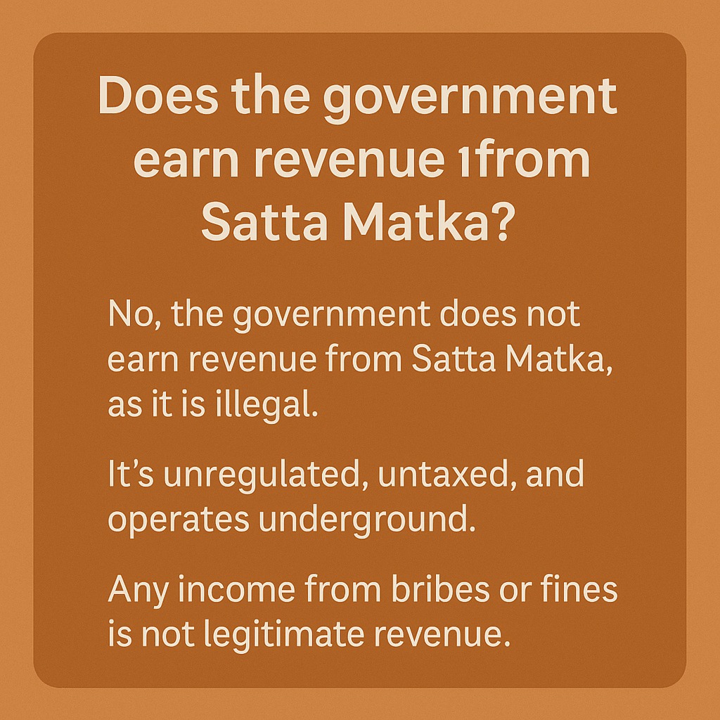 How does the Government Earn Revenue from Satta Matka?