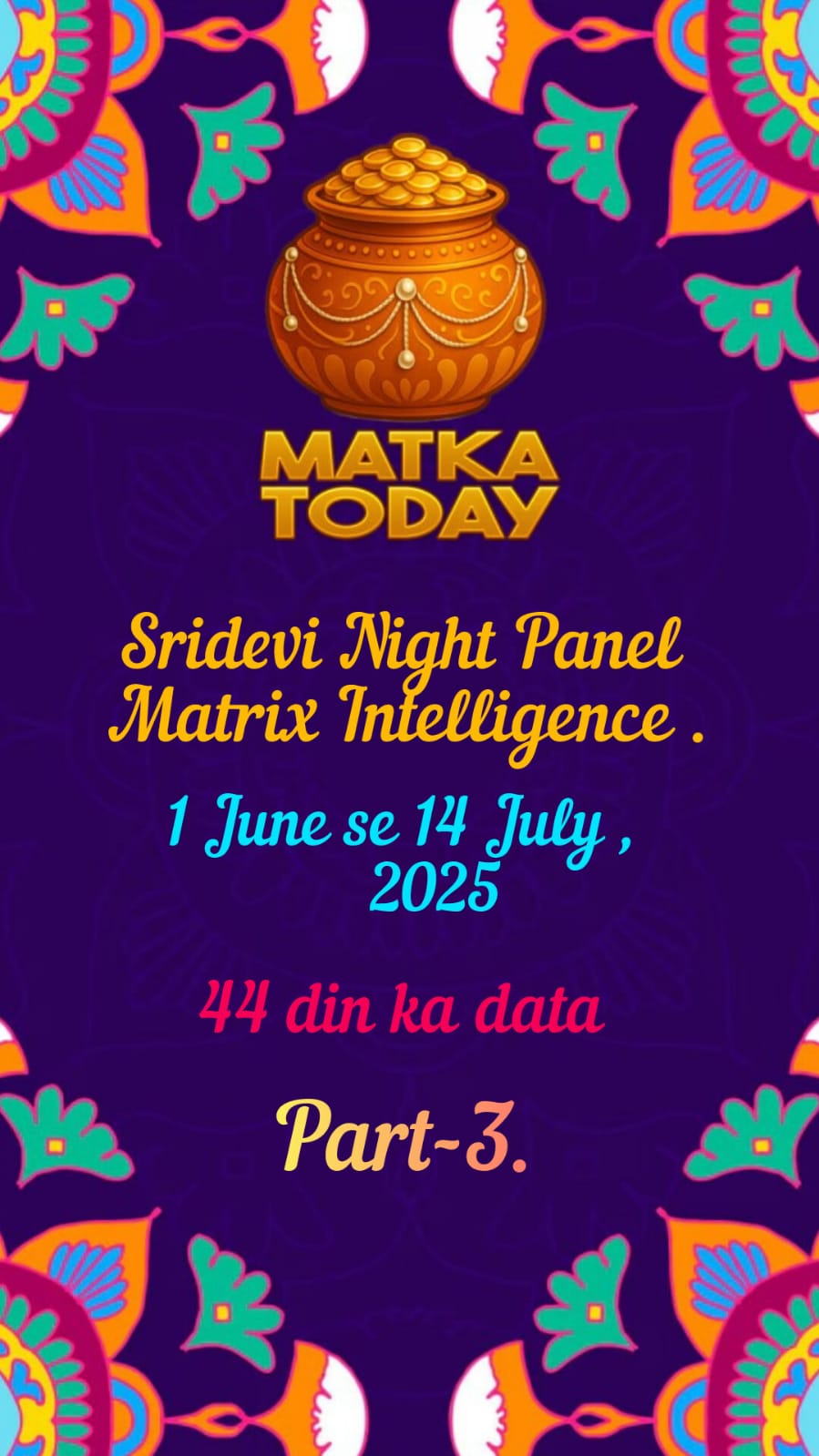 SRIDEVI NIGHT Panel Matrix Intelligence, June 1st to July 14th, 2025.