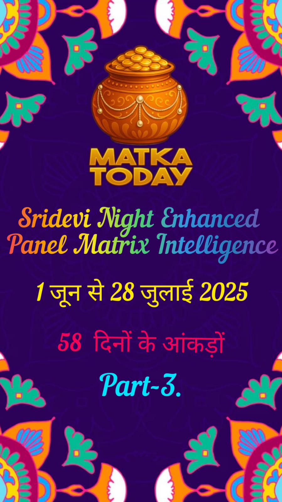 SRIDEVI NIGHT Enhanced Panel Matrix Intelligence. 1 जून से 28 जुलाई 2025