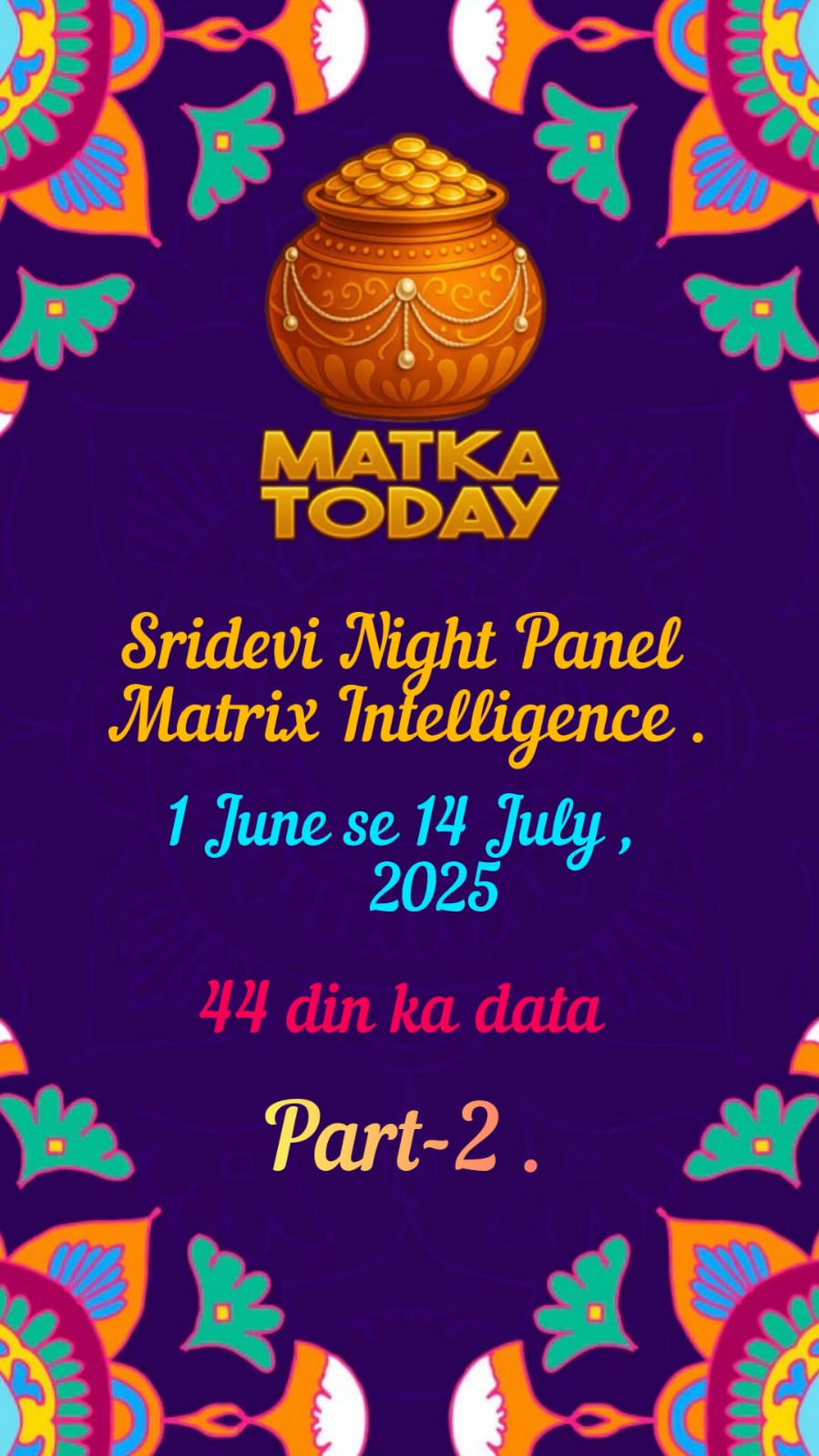 SRIDEVI NIGHT Panel Matrix Intelligence, June 1st to July 14th, 2025.