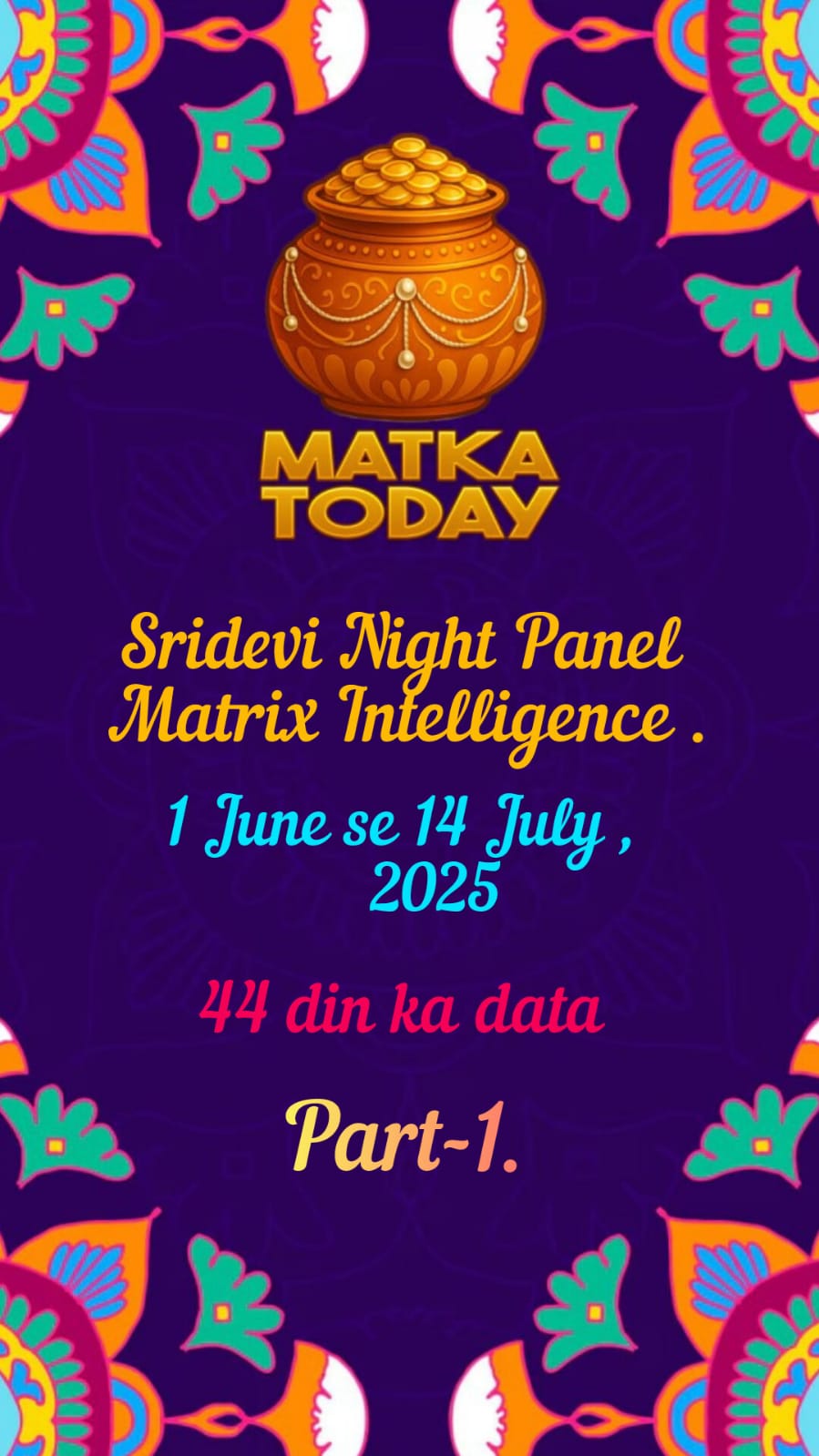 SRIDEVI NIGHT Panel Matrix Intelligence, June 1st to July 14th, 2025.